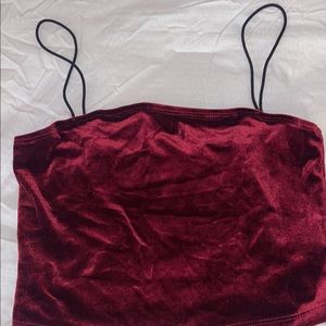 Maroon velour crop top